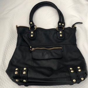 LINEA PELLE Satchel with Gold Tone Hardware